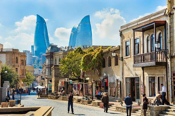 Traditional stone street in Icherisheher Old City, Baku