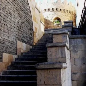 Historic stone steps inside Baku Old City, Azerbaijan