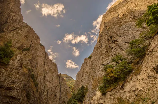 Mountain canyon scenery on the road to Lahij