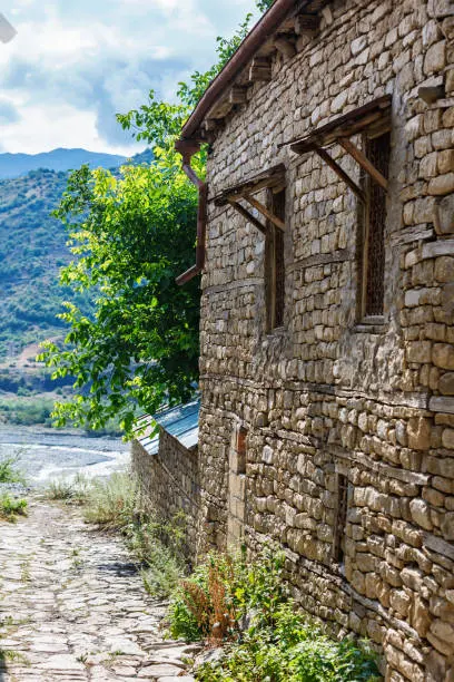 Narrow stone lane in the mountain village of Lahij