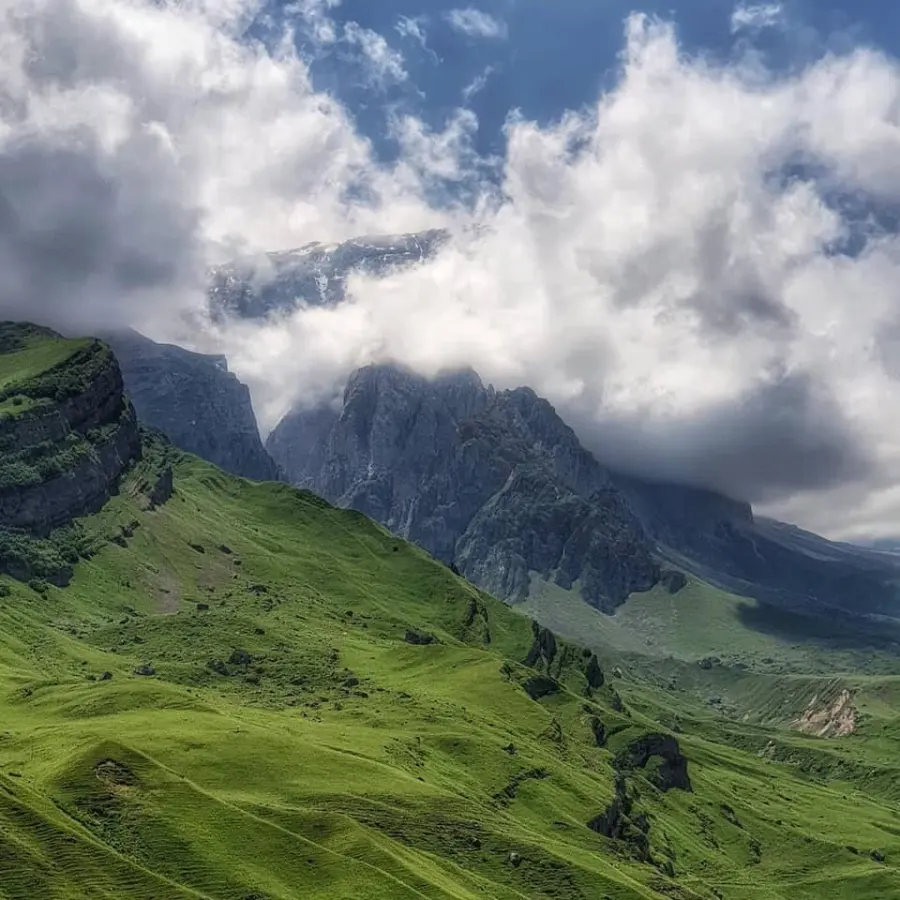 Dramatic Caucasus mountain scenery near Shahdag, Azerbaijan