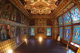 Historic painted room inside Sheki Khan Palace